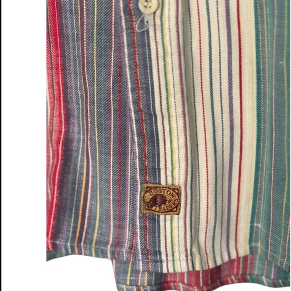 Boston Traders Colorful Striped Short Sleeve Button Down Shirt Size XL Nautical - Picture 5 of 7